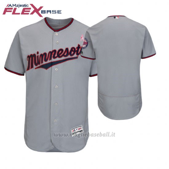 Maglia Baseball Uomo Minnesota Twins Grigio 2018 Dia de la Madre Flex Base